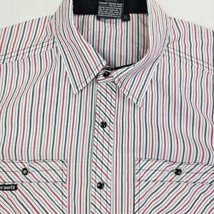 Not Of This World XL Mens White Black Red Snap Embroidered Cross Neck Logo Shirt